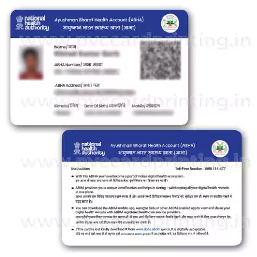 ABHA health ID card printed on PVC