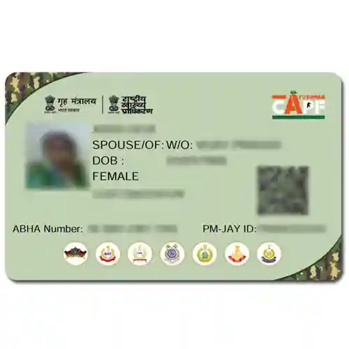 Ayushman CAPF Card on PVC printed on PVC card