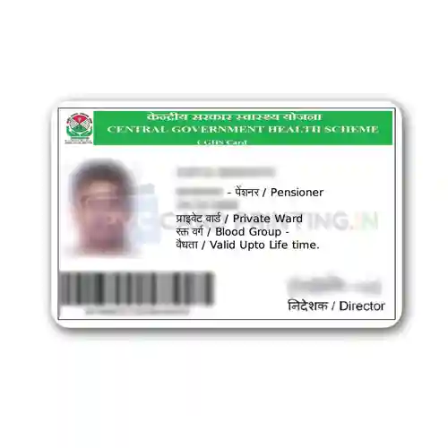 CGHS health scheme card printed on PVC