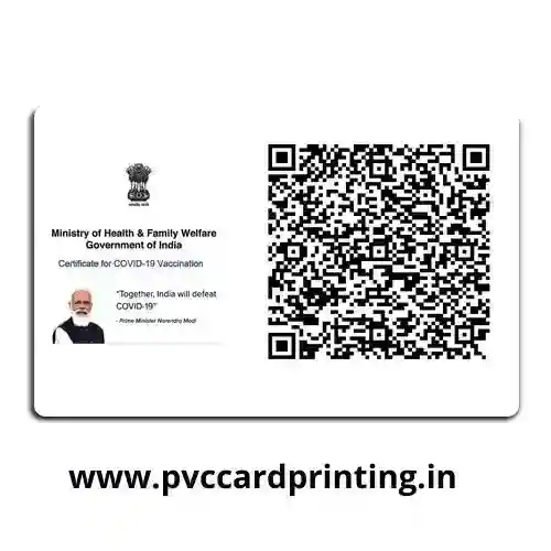 COVID-19 vaccination certificate printed on a PVC card