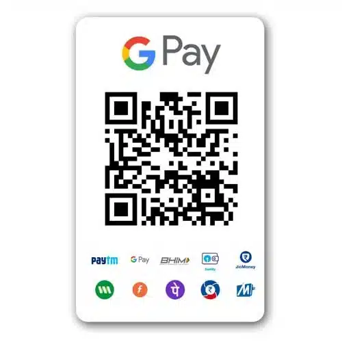 Google Pay QR Code PVC Card printed on PVC card