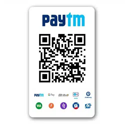 Paytm QR Code PVC Card printed on PVC card