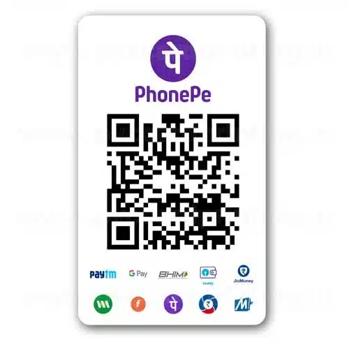 PhonePe QR Code PVC Card printed on PVC card
