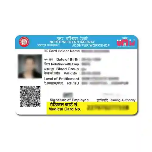 UMID railway health card printed on PVC